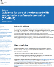 Guidance for care of the deceased with suspected or confirmed coronavirus (COVID-19)